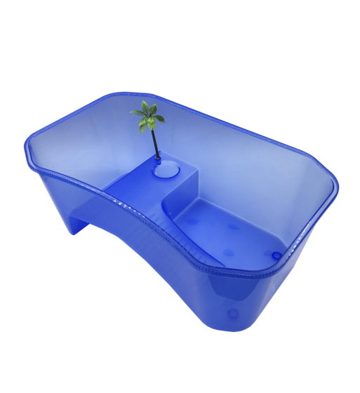Plastic Breeding Tray Terrapin/Turtle Tank with Platform and Ramp, Blue